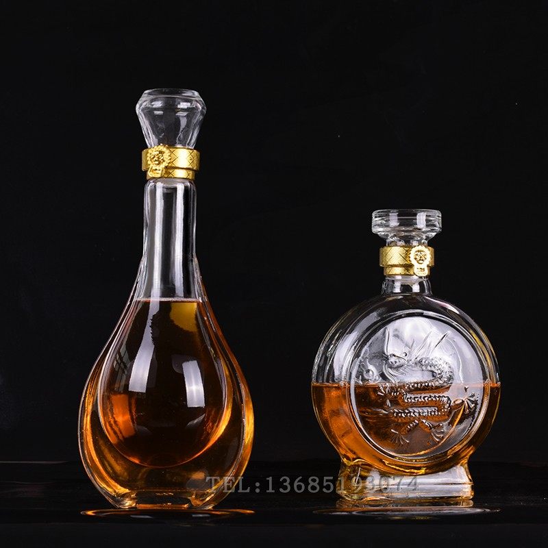 High-grade transparent 500 ml white wine bottle empty bottle 250ml sealed glass wine bottle 1kg processing printing