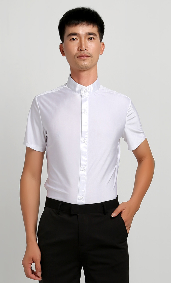 Dance practice Morden Dance National Label Costume Men's Latin Dance Performance Adult Square Dance Social Dance Clothing Collar Short Sleeves