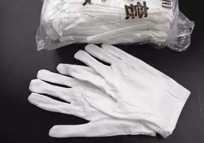 Work gloves QC pull frame white cloth gloves Pure cotton elastic work gloves Protective gloves Pure cotton