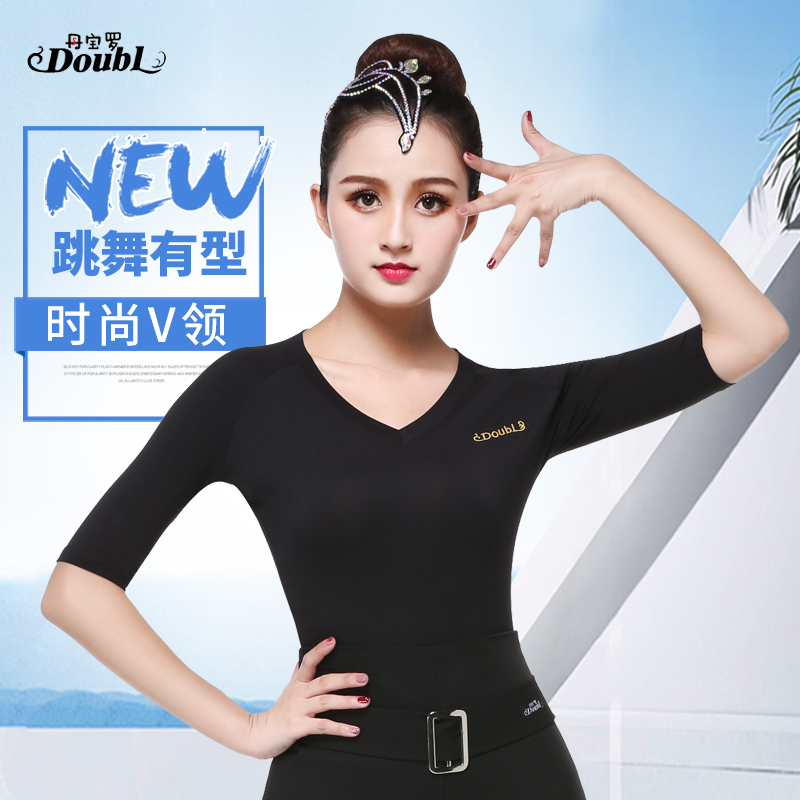 Dan Baoluo half-sleeve modern dance practice dress Latin dance jacket V-neck dance dress national standard dance ladies square dance summer