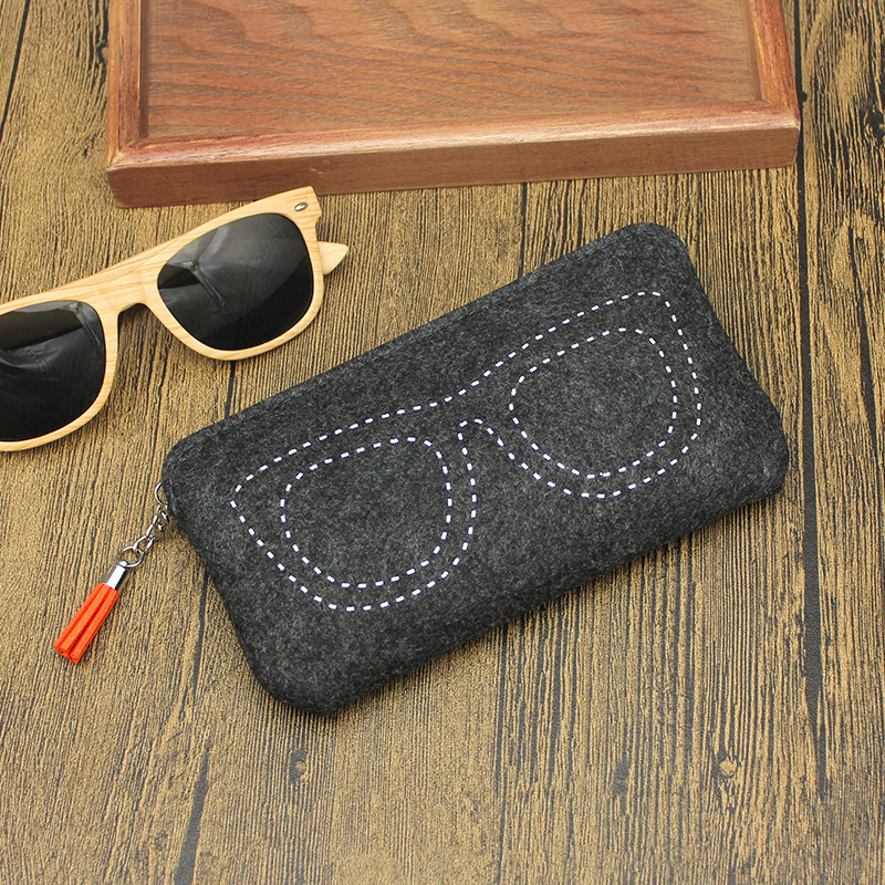 Portable Sun Glasses Bag Fashion Flow Sulla Bracelet Felt Fabric Cute Light Mobile Phone Sunglasses Containing Soft Bag