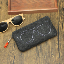 Portable sun glasses bag fashion tassel zipper felt fabric cute light mobile phone sunglasses storage soft bag