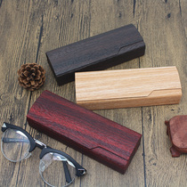 Couple glasses case creative personality wood grain student portable myopia glasses box retro literary square sunglasses storage