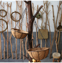 Pastoral wind iron hanging basket plant green flower pot flower home homestay decoration hanging basket small flower basket