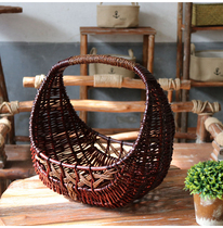Wicker gift flower arrangement flower basket portable flower basket moon ingot Willow decoration gift portable basket storage basket