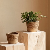 Pastoral style natural seagrass woven flower pots rattan plant green plant sets home decoration flower utensils flower baskets storage baskets