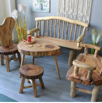 Retro solid wood furniture camphor wood table chair stool coffee table table homestay tea art home decoration coat rack