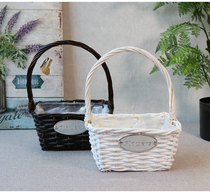 Wicker multi-shape portable flower basket waterproof lining flower basket portable flower basket Wicker portable basket flower basket flower arrangement flower basket
