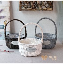 Pastoral Willow flower basket waterproof lining flower basket gift storage basket flower arrangement decorative basket