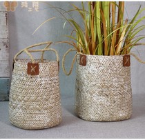 Pastoral series seagrass flower arrangement decorative dried flower flower plant green plant pot portable small tube flower basket storage basket