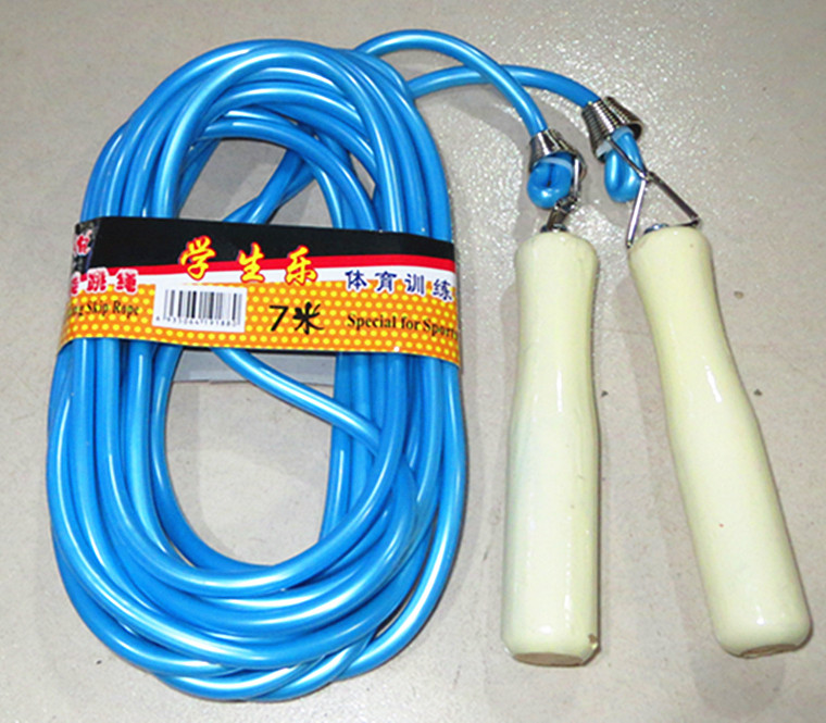Wood Handle Jump Rope Group Rubber Rope Cotton Thread Jump Rope Large Rope Long Rope 5 m 5 m 7 m 9 m 10 m Multicolor