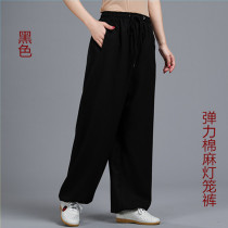 New 2019 summer Taiji womens stretch cotton linen Tai Chi pants martial arts practice pants mens middle-aged and elderly bloomers