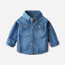 Boy Denim Shirt Long Sleeve Spring Autumn Thin soft Child male baby jacket The boy Han version blouses the wave Ocean Gas