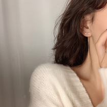 925 pure silver long style Korean earline female plated 14k glossy surface lined with simple flow suearrings earrings earrings
