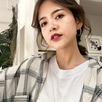 Through Body Pure Silver Earrings Large Circle Ring Earrings Earrings South Korea Temperament Brief Earrings Women and America Atmospheric Exaggerated Earrings