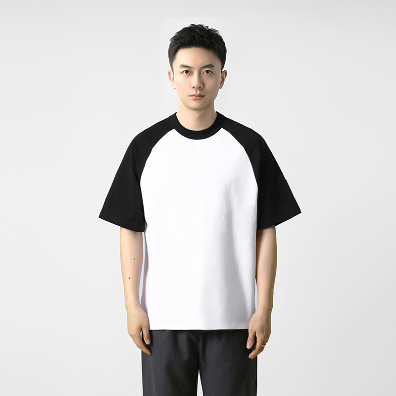 Baiji ラグランスリーブ Tシャツ ゆったり 小さめのネックライン 半袖シルエット ハーフスリーブ メンズ 万能 五分袖 ボトムス レディース ベーシックスタイル