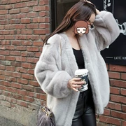 Áo khoác lông giả 貂 mùa thu và mùa đông áo khoác lông chồn nữ kích thước lớn lông thỏ dài sang trọng cardigan lỏng đặc biệt cung cấp