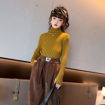Girls bottoming turtleneck sweater foreign style 2022 autumn and winter big childrens pullover multi-color knitted all-match sweater trendy