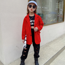 Girls Suit 2021 Spring and Autumn Tong Leisure Small Suit Fried Street Handsome Tide Set