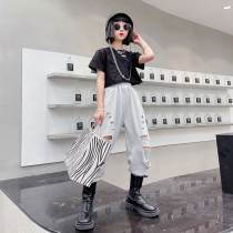 Male and female Fried Street Suits 2022 Summer New CUHK Scout Hair Side Blouses Wool Tops BREAKING Pants Tide children Two sets