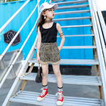 Girls summer suit 2021 New Net red vest short pants set childrens fashion BAO WEN flower pants two-piece tide