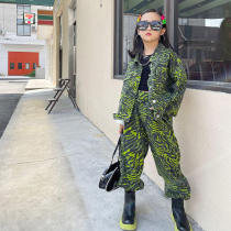 Girl Zebra Tattoo Suit Foreign Air 2022 Spring New CUHK Tong Bully Cowboy BAO WELN Fried Street Tide Boy Two Sets