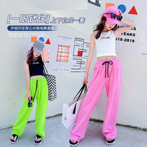 Girl suit Xia 2022 new CUHK Scout Trendy Short Vest Broadlegged Pants Tidal Scout Pants Tug Pants Two Pieces