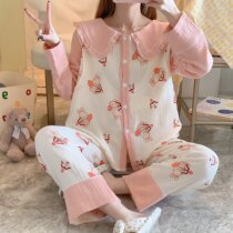 Lunar Subsuit Summer Summer Thin April Breastfeeding Pyjamas pregnant woman Spring autumn pure cotton cotton cloth postpartum 5 breast-feeding home Suckling Sweat