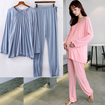 Ultra-Thin Moon clothing summer modal cotton pregnant womens pajamas in autumn postpartum maternal fattening