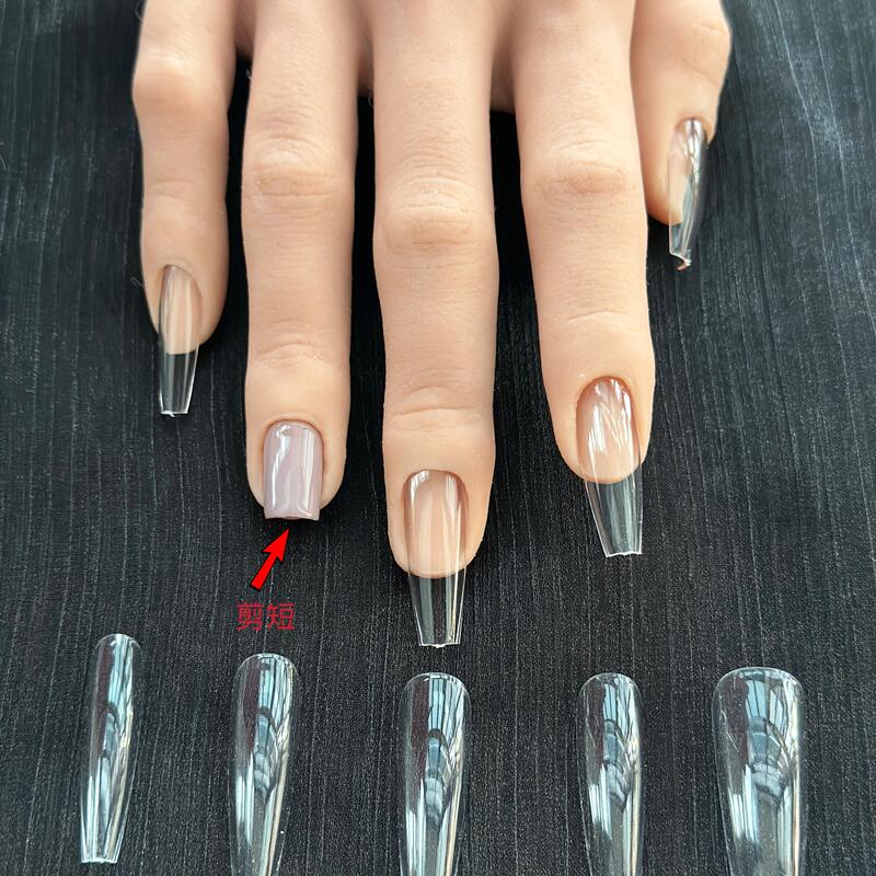 Nail Practice Hand Model with Silicone-Specific Nail Tips, Transparent Extended Insertable Nail Tips, High-Position Half-Stick Long T-Shaped Nail Practice Hand Model with Silicone-Specific Nail Tips, Transparent Extended Insertable Nail Tips, High-Position Half-Stick Long T-Shaped