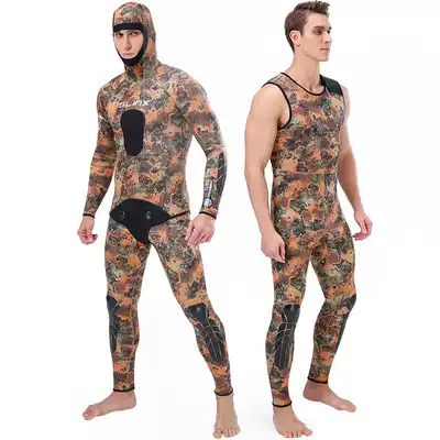 3mm fishermen free deep diving suit two-piece hooded crotch jacket warm vest one-piece trousers winter swimsuit