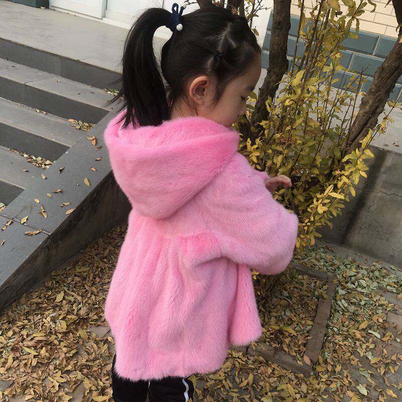 Мех/искусственный мех 儿童貂皮大衣整貂小女孩中长款韩版皮草外套连帽真貂毛私人订制