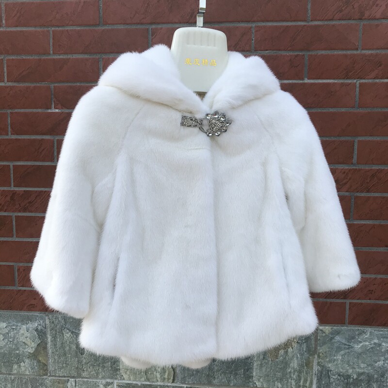 Мех/искусственный мех 儿童貂皮大衣整貂小女孩中长款韩版皮草外套连帽真貂毛私人订制