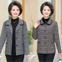 Middle-aged and old coat female short mother dress autumn Korean version of the lady who was traveling lapel jacket four or five ten-year-old about blouse