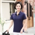 Mùa hè trung niên mới 2019 thời trang nữ áo sơ mi POLO ve áo thể thao cotton rộng tay áo thun ngắn tay nữ - Áo phông áo thun tay lỡ Áo phông