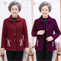 Middle-aged and elderly womens woolen coat mother Autumn Winter woolen coat grandmother autumn dress 60-year-old old man clothes wife