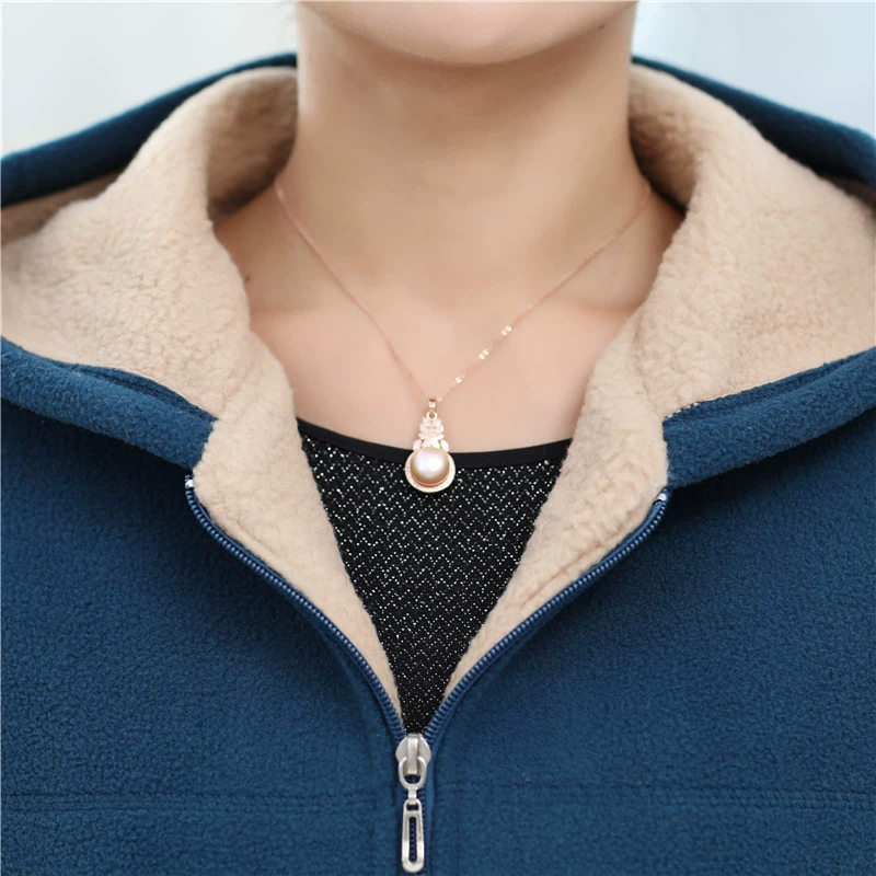 Áo len lông cừu trung niên trùm đầu áo khoác mẹ tải áo khoác lông cừu bình thường của phụ nữ XL áo len mới