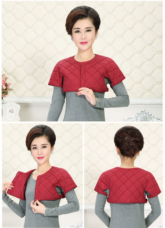 Phụ nữ trung niên và già vai giữ ấm cho phụ nữ ngủ để làm bà bầu hàng tháng và cổ lạnh xuống áo vest vai cotton mẫu áo dạ ngắn đẹp 2021