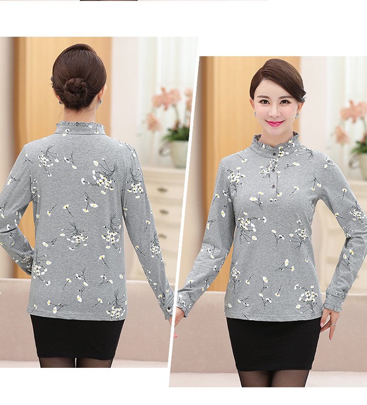Áo sơ mi cotton trung thu xuân hè mới 2018 dành cho mẹ trung niên đầm u40 sang trọng