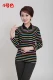 Phụ nữ trung niên mặc áo cotton dài tay áo thun mẹ mặc áo dài mùa xuân và mùa thu cổ áo POLO cotton cổ áo