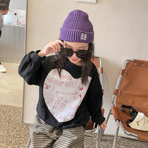 Filifys wardrobe girls necropolis 2021 Autumn fit new CUHK Fashion Loving Splicing Printed Childrens Clothing