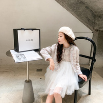 Feifei wardrobe 2021 spring new childrens clothing girl suit skirt childrens super foreign air two-piece set