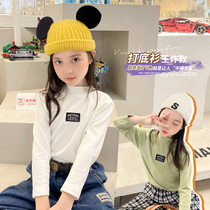 Filifys wardrobe girl long sleeve T-shirt 2021 spring autumn new CUHK Tong Semi-high collar bottom-shirt child blouse