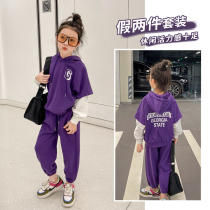 Filifys wardrobe girls suit 2021 fall new CUHK child leave Two clothing casual pants Two sets
