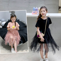 Fifis wardrobe girl dress 2020 new childrens super foreign summer dress in the big childrens gauze princess skirt