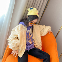 Fifis Wardrobe Girl Baseball Suit Jacket 2021 Fall New CUHK Child Fashion Embroidered Child Blouse Tide