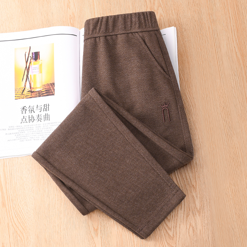 Brown Woolen Harem Pants for Women, Spring, Autumn, and Winter, Fleece-Lined, Stylish, Slimming, Tapered, Casual Pants, Loose-Fitting Sweatpants Brown Woolen Harem Pants for Women, Spring, Autumn, and Winter, Fleece-Lined, Stylish, Slimming, Tapered, Casual Pants, Loose-Fitting Sweatpants