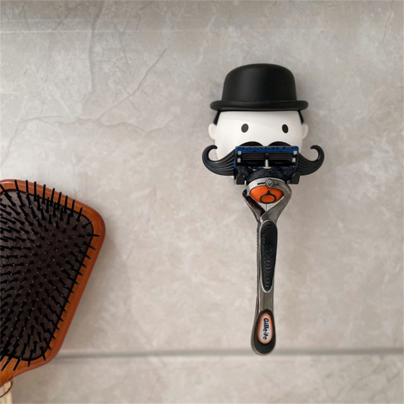 Suction Cup Razor Holder Plastic Manual Razor Shaving Stand Creative Home Black Beard Shaving Stand Gift for Men