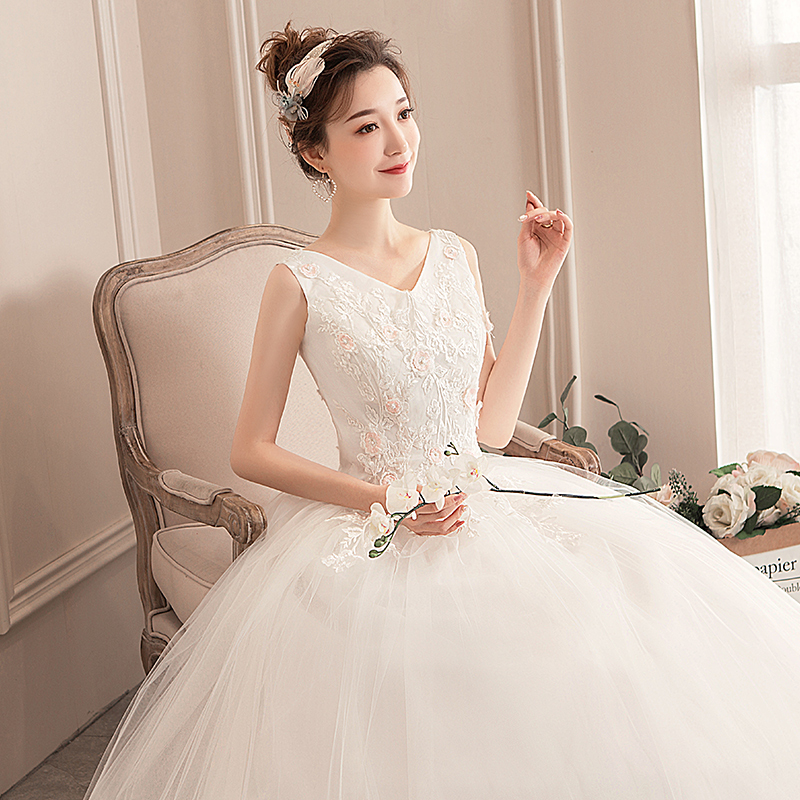 v collar light wedding dresses light and luxurious and high-end 2023 new brides small tazzie drag tailoring wedding staple yarn-Taobao