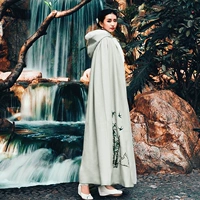 辰 【竹影】 Thiết kế ban đầu Áo choàng Hanfu kiểu thêu Trung Quốc áo choàng dài mùa thu và áo khoác trùm đầu mùa đông - Accentuated eo áo áo dạ nữ cao cấp